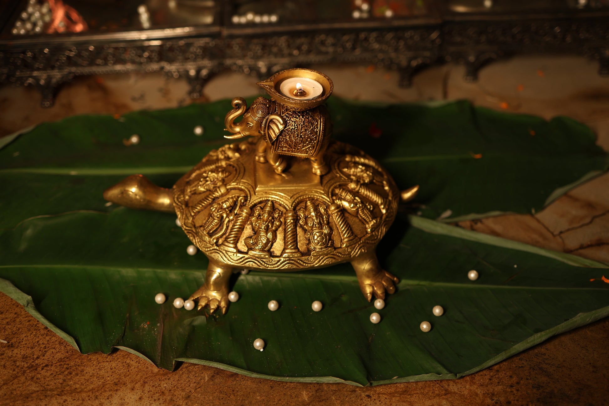 Brass Kachyap with Elephant - Image 2