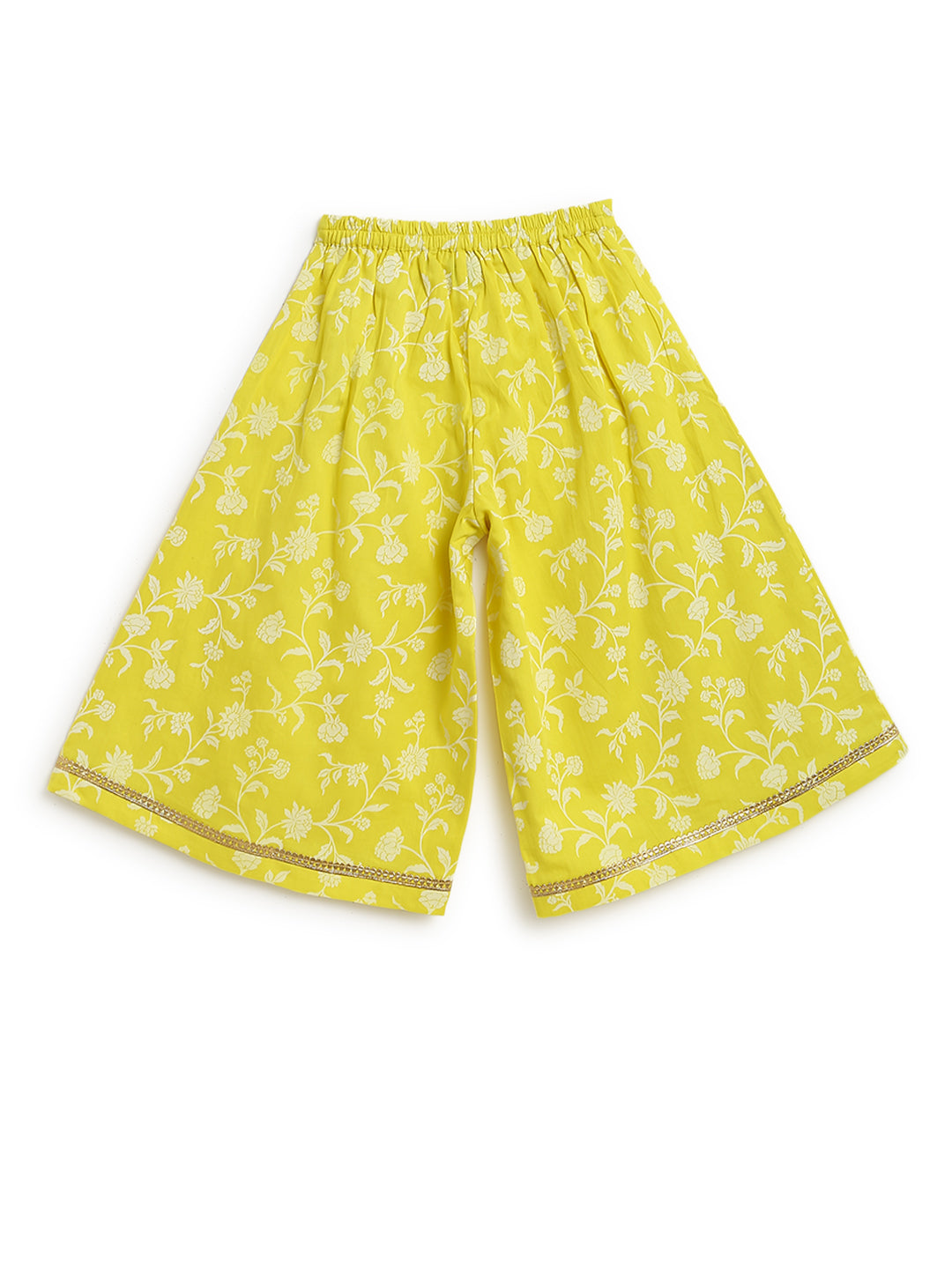 Girl Ethnic Co-ord Set Embroidered- Yellow - Image 5