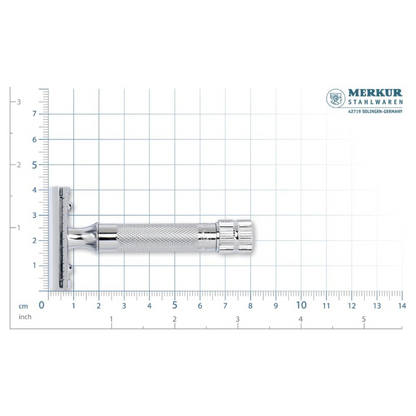 Merkur 34C 2-Piece DE Safety Razor, Closed Comb, Knurled Extra Thick Handle (HD), Chrome, in Hard Plastic Case with 10 Blades by Merkur - Gift Sets & Kits (View 7)
