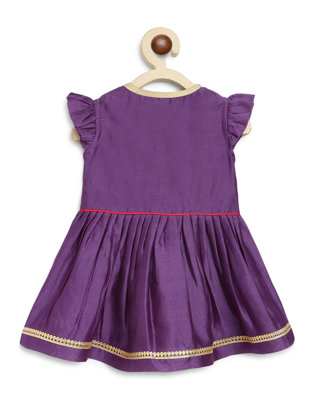 Baby Girl Bird Embroidery Jamna Set - Purple