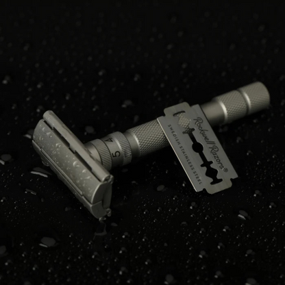 Rockwell T2 Adjustable Twist-To-Open Stainless Steel DE Safety Razor - Matte Silver by Rockwell - Adjustable Double Edge Safety Razors (View 6)