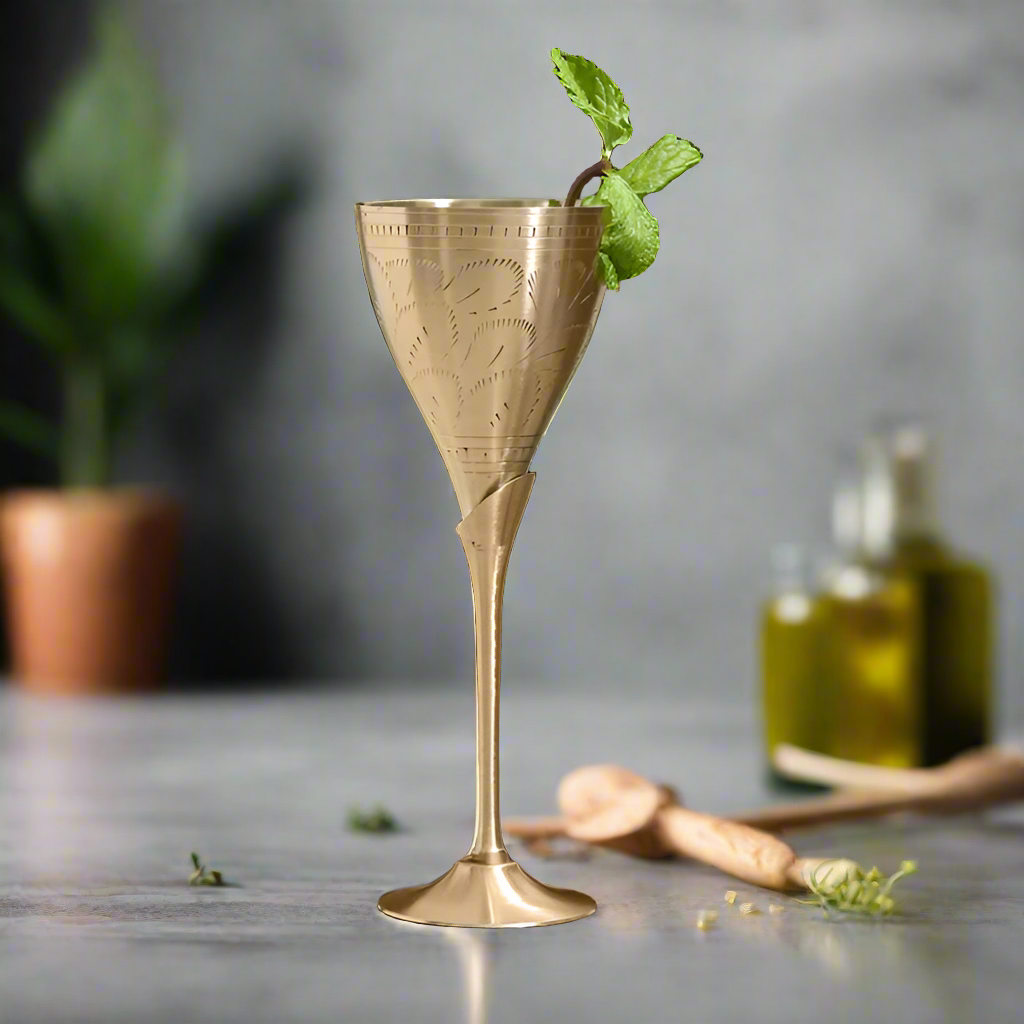 High Quality Brass Goblet Set or Wine Glasses | Set of 4 Pcs - Image 2