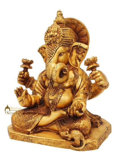 Brass lord elephant ganesha twisted trunk success and fame religious décor 9" by vendor-unknown - Hindu Gods (View 4)