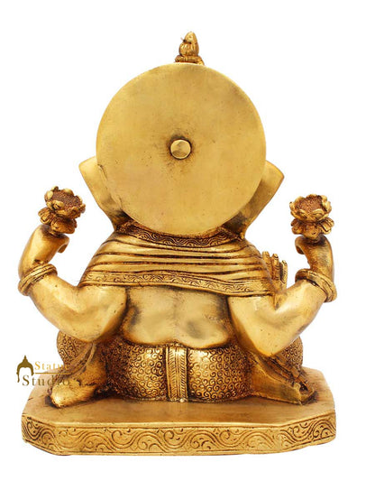 Brass lord elephant ganesha twisted trunk success and fame religious décor 9" by vendor-unknown - Hindu Gods (View 5)