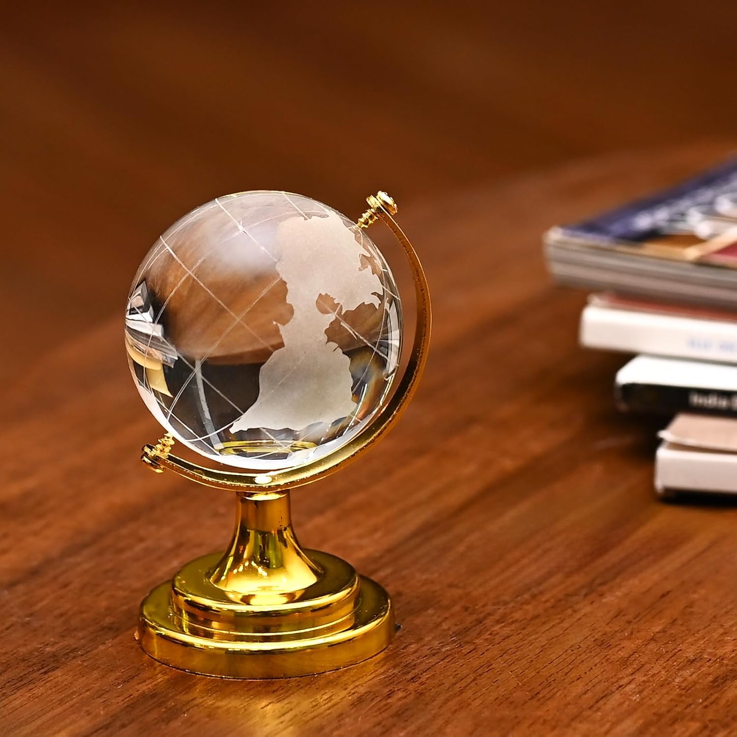 Fengshui Crystal Ball with Golden Stand for Positive energy Success and prosperty - Eco-friendly - Sama Homes