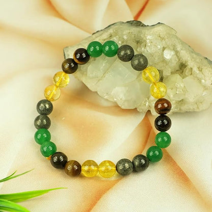 Money Magnet Bracelet Pyrite Tiger Eye Green Aventurine Citrine Original Money Magnet bracelet 8 mm beads by SAMAHealing - simple (View 3)