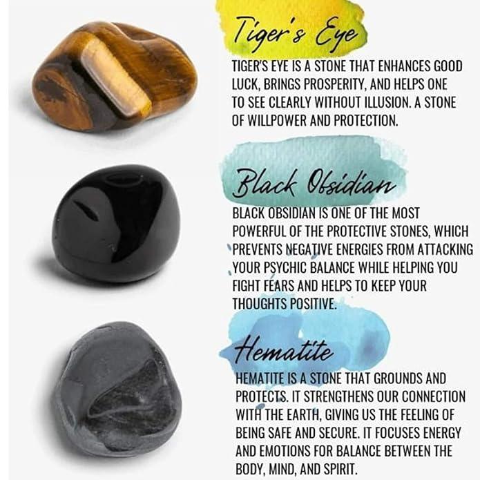 Tiger Eye- Hematite-Black Obsidian Bracelet – Double Layer for Protection, Remove Negative Energy .