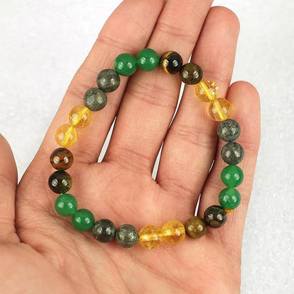 Money Magnet Bracelet Pyrite Tiger Eye Green Aventurine Citrine Original Money Magnet bracelet 8 mm beads by SAMAHealing - simple (View 4)