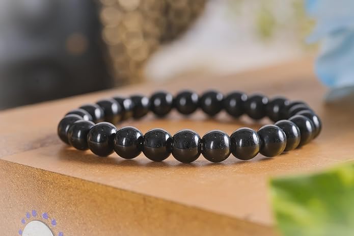 Original Black Tourmaline Crystal Bracelet with Lab Certificate - Natural Energised Black Stone Bracelet for Protection Healing, Positivity, Evil Eye, and Nazar - Eco-friendly - Sama Homes