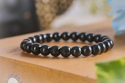 Original Black Tourmaline Crystal Bracelet with Lab Certificate - Natural Energised Black Stone Bracelet for Protection Healing, Positivity, Evil Eye, and Nazar by SAMAHealing - simple