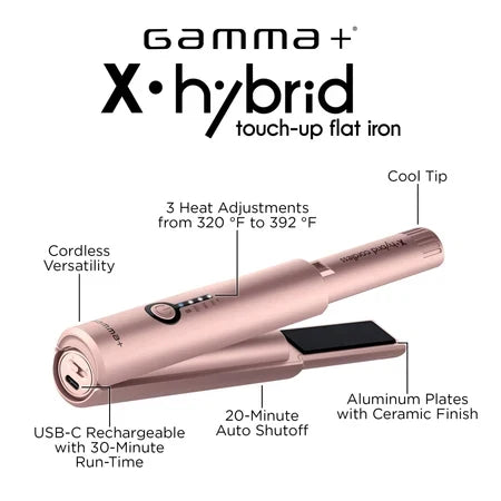 Gamma+ X-Hybrid Cordless Touch Up Flat Iron Rose Gold by Gamma+ - Sustainable Living (View 3)