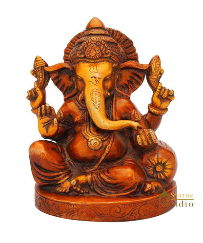 Ganeshji statue sitting with couch on one side idol figure religious décor 7" by vendor-unknown - Hindu Gods