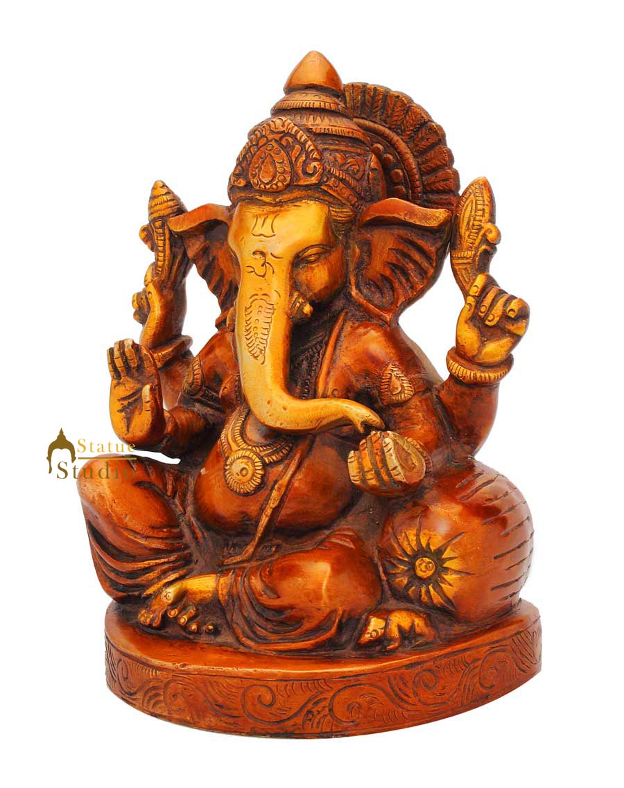 Ganeshji statue sitting with couch on one side idol figure religious décor 7"