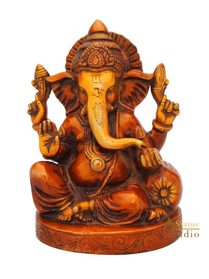 Ganeshji statue sitting with couch on one side idol figure religious décor 7" by vendor-unknown - Hindu Gods (View 2)