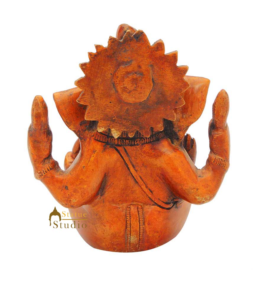 Brass miniature elephant lord hindu gods idol ganesha statue figure 4" - Image 5