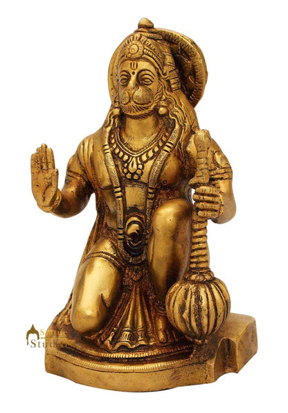 Lord Hanuman brass hindu god statue religious décor sitting idol figure 7" by vendor-unknown - Hindu Gods (View 4)
