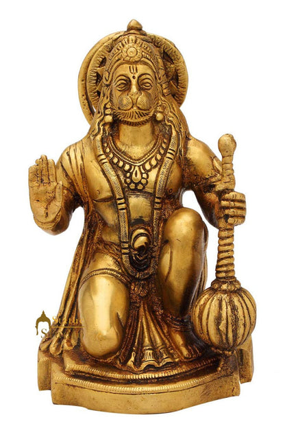 Lord Hanuman brass hindu god statue religious décor sitting idol figure 7" by vendor-unknown - Hindu Gods (View 3)