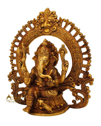 Brass ganesha with ring on top hindu gods statue religious idol figure 9" by vendor-unknown - Hindu Gods (View 3)