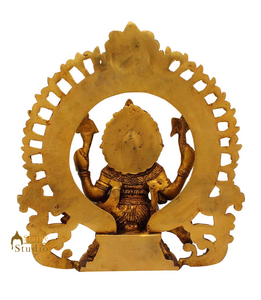 Brass ganesha with ring on top hindu gods statue religious idol figure 9" - Image 4