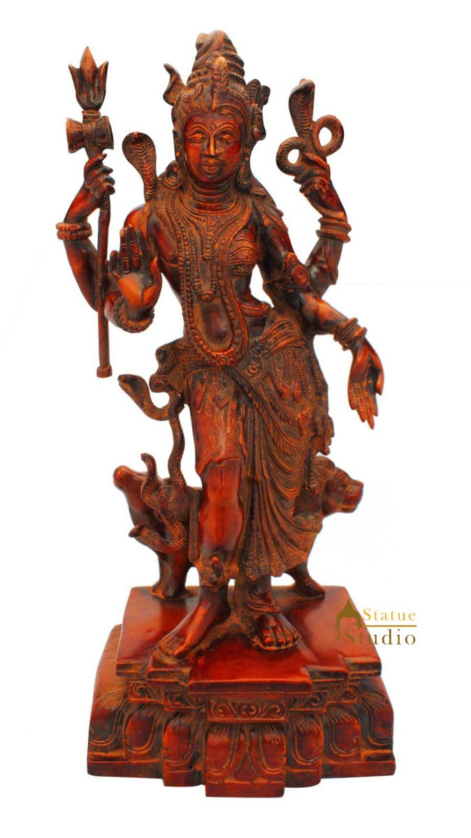 Brass Lord Shiva Parvati Ardhnareshwara Rare Antique Sculpture Religious 18 Inch - Image 3