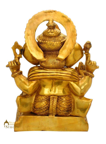 Brass ganesha statue with mouse indian handicrafts idol murti 19" by vendor-unknown - Hindu Gods (View 4)
