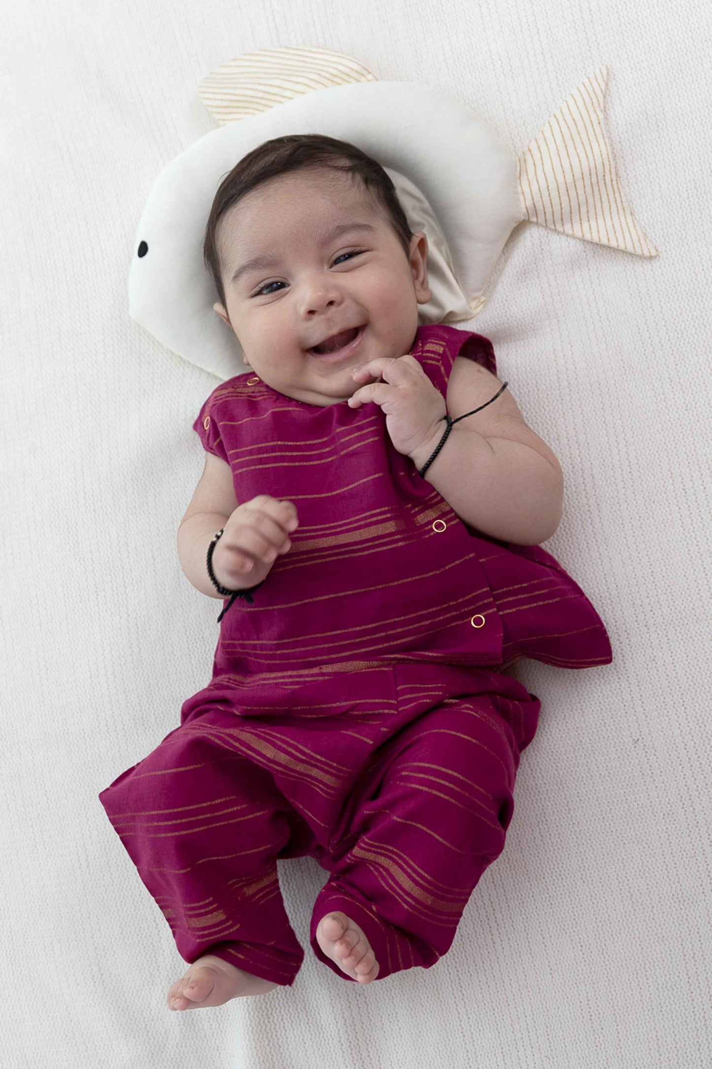 Unisex Zari Stripes Jhabla Set - Purple