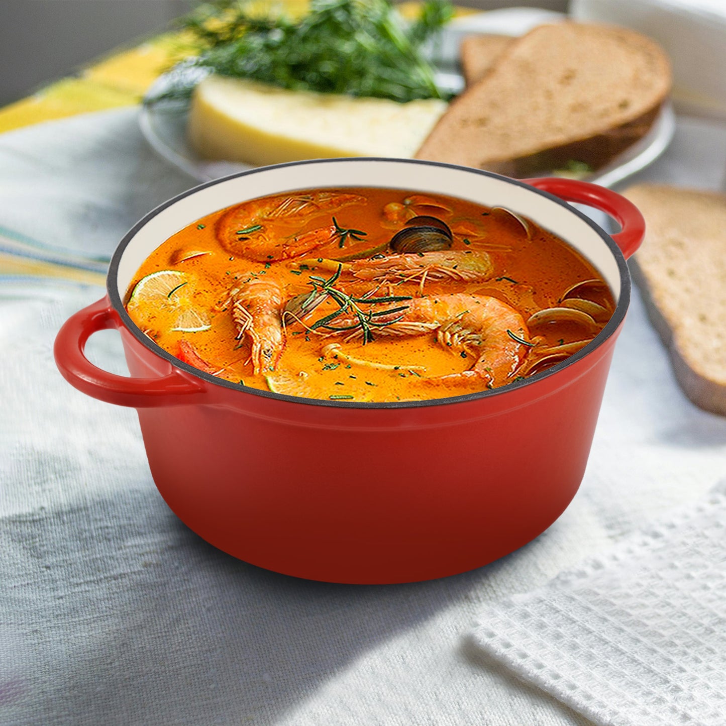 Enameled Cast Iron Dutch Oven – Large Capacity, Non-Stick, Oven Safe up to 500°F – Multi-Functional Cookware