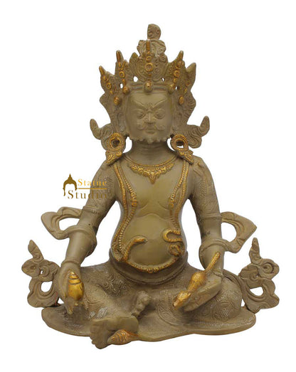 Brass hindu wealth god lord Kuber antique idol religious décor craft statue 10" by vendor-unknown - Hindu Gods (View 2)