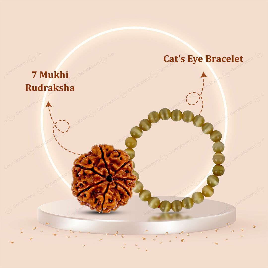 7 Mukhi Rudraksha + Cat's eye bracelet - Eco-friendly - Sama Homes