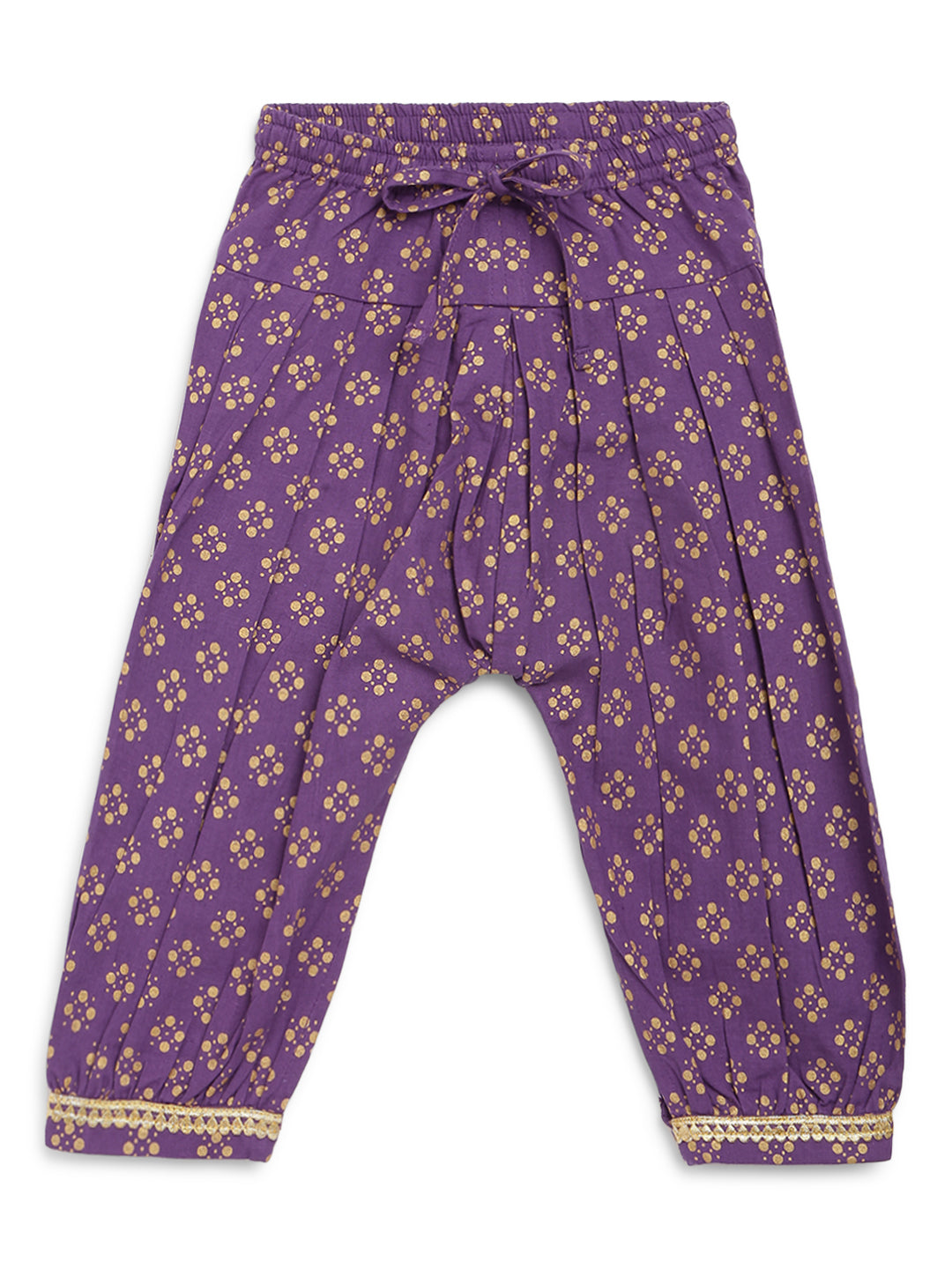 Baby Girl Bird Embroidery Jamna Set - Purple