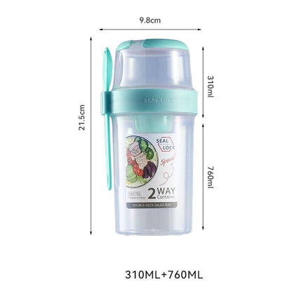 Portable Breakfast Oatmeal Cereal Nut Yogurt Salad Cup Container Set With Fork Sauce Cup Lid Bento Food Bowl Kitchen Lunch Box – Image 10