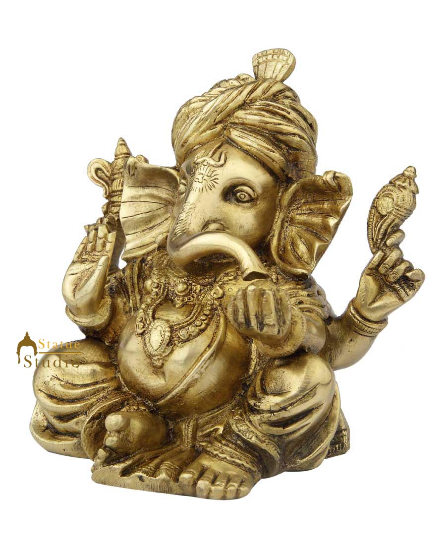 Brass modern india elephant lord ganesha statue religious room décor 8" - Image 3