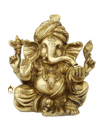 Brass modern india elephant lord ganesha statue religious room décor 8" by vendor-unknown - Hindu Gods (View 2)