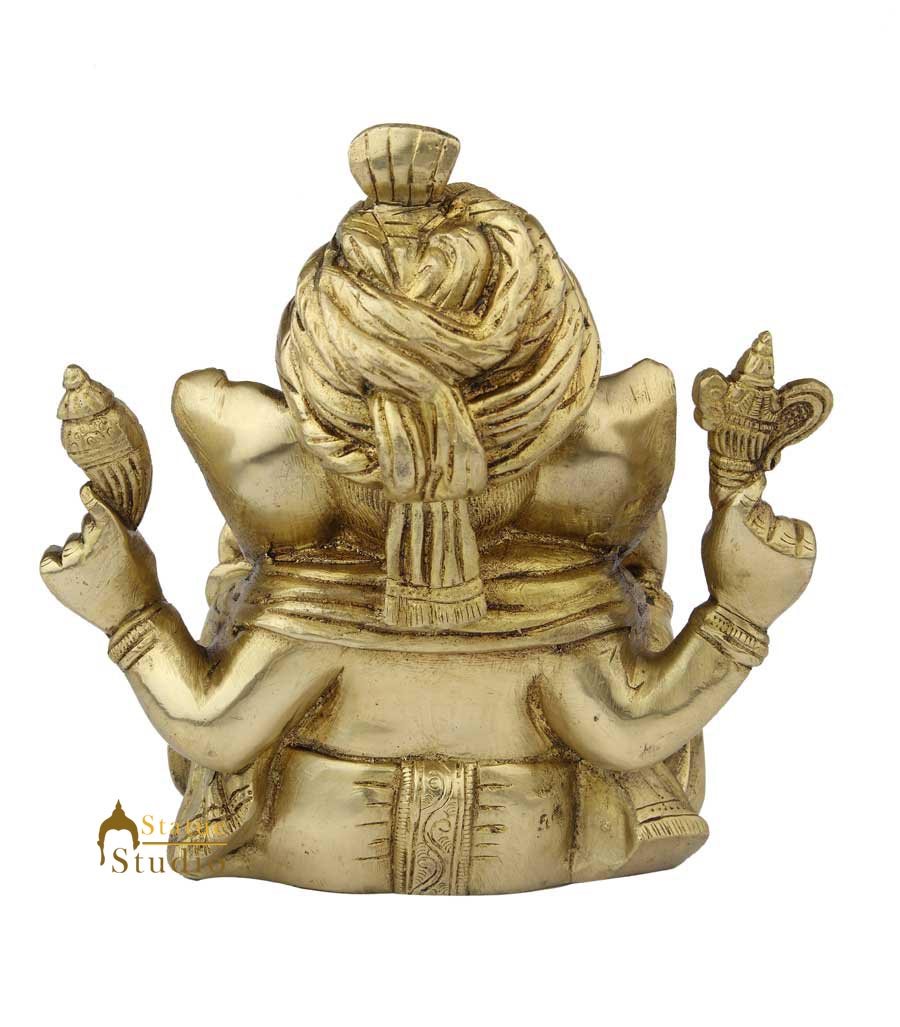 Brass modern india elephant lord ganesha statue religious room décor 8" - Image 4