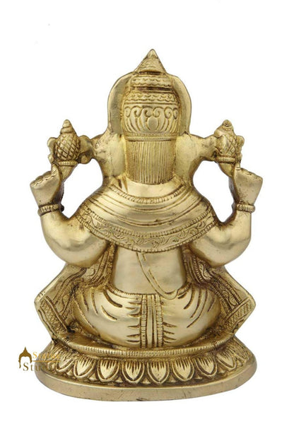 Brass sitting ganesha statue hindu gods idol figure religious décor 8" by vendor-unknown - Hindu Gods (View 4)