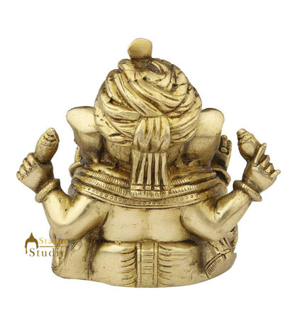 Brass india elephant lord turban ganesha statue religious room décor 7" by vendor-unknown - Hindu Gods (View 4)