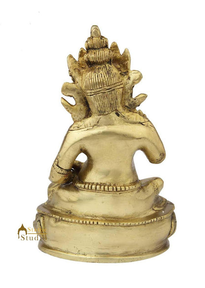 Brass India hindu god lord Kuber sitting idol religious décor craft statue 8" by vendor-unknown - Hindu Gods (View 4)