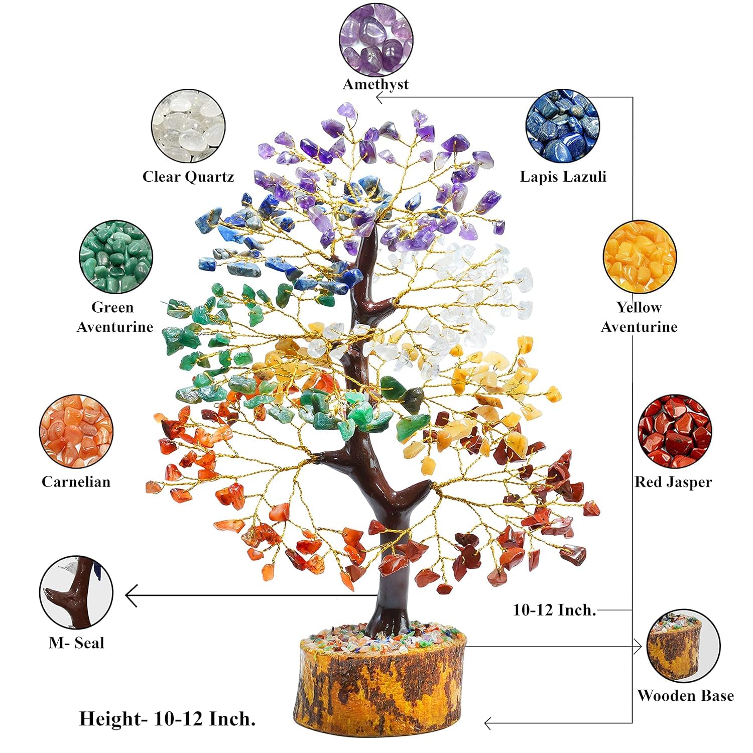 7 Chakra Crystal Tree Healing 300 Beads | Seven Chakra Tree | Spiritual Gifts for Good Luck - Image 2