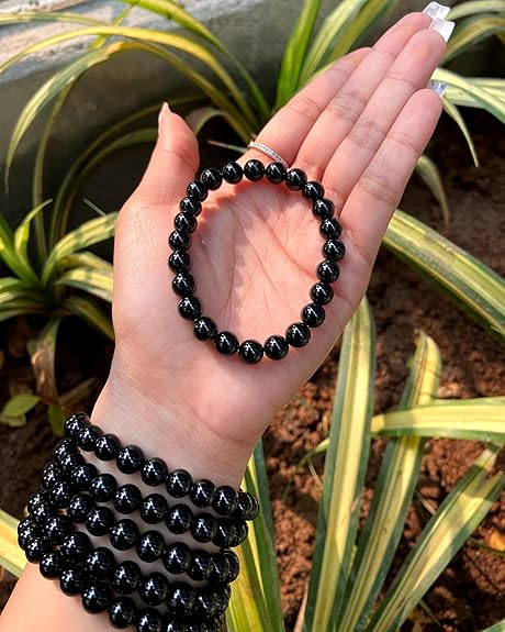 Original Black Tourmaline Crystal Bracelet with Lab Certificate - Natural Energised Black Stone Bracelet for Protection Healing, Positivity, Evil Eye, and Nazar - Image 3
