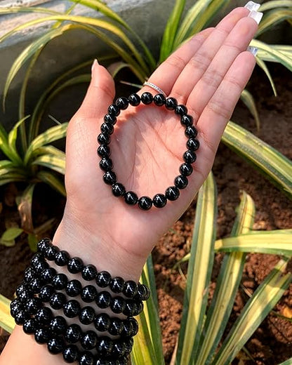 Original Black Tourmaline Crystal Bracelet with Lab Certificate - Natural Energised Black Stone Bracelet for Protection Healing, Positivity, Evil Eye, and Nazar by SAMAHealing - simple (View 3)