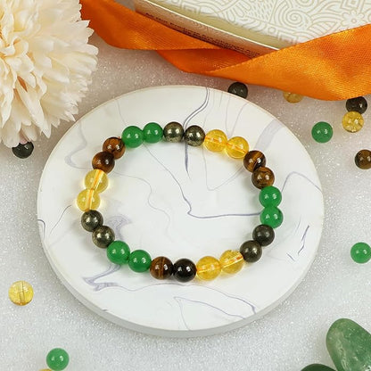 Money Magnet Bracelet Pyrite Tiger Eye Green Aventurine Citrine Original Money Magnet bracelet 8 mm beads by SAMAHealing - simple (View 5)