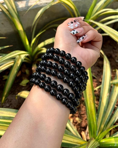 Original Black Tourmaline Crystal Bracelet with Lab Certificate - Natural Energised Black Stone Bracelet for Protection Healing, Positivity, Evil Eye, and Nazar by SAMAHealing - simple (View 4)