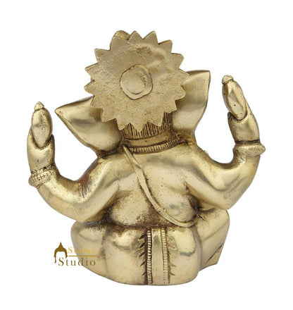 Brass ganesha statue with tilted head sculpture religious idol figure 7" by vendor-unknown - Hindu Gods (View 4)