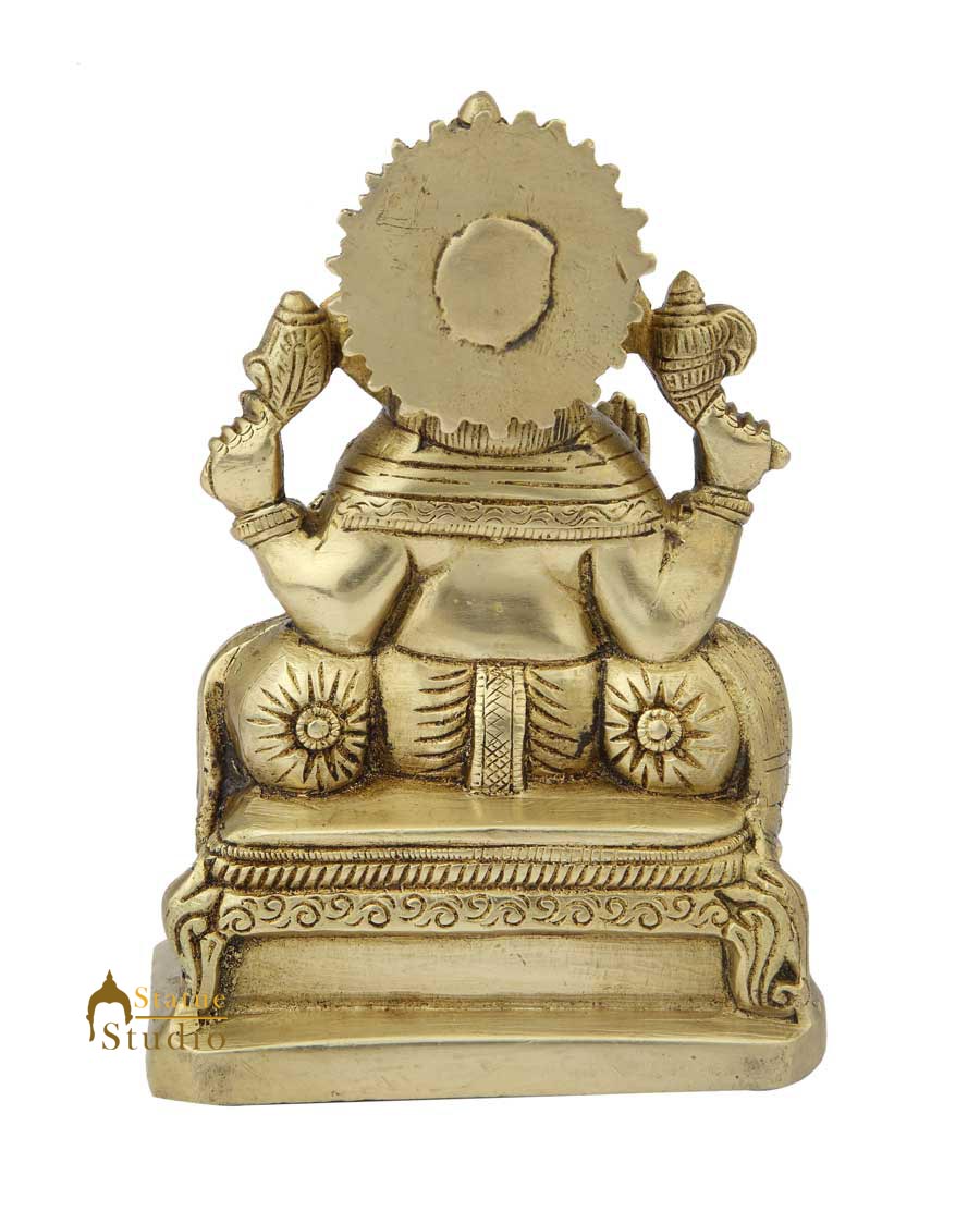 Brass elephant lord ganesha india hindu gods statue religious décor art 7" - Image 5