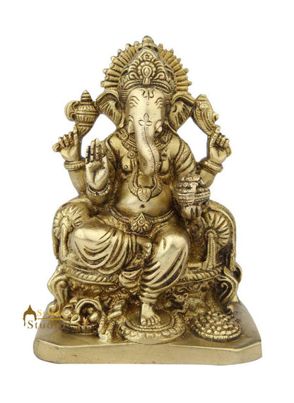 Brass elephant lord ganesha india hindu gods statue religious décor art 7" by vendor-unknown - Hindu Gods (View 3)