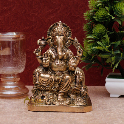 Brass elephant lord ganesha india hindu gods statue religious décor art 7" by vendor-unknown - Hindu Gods