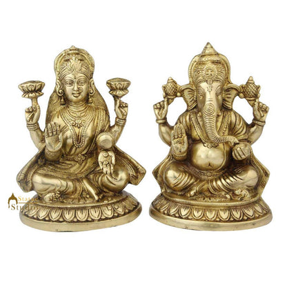 Brass Ganesha laxmi statue indian handicrafts hinduism religious décor art 8" by vendor-unknown - Hindu Gods (View 2)