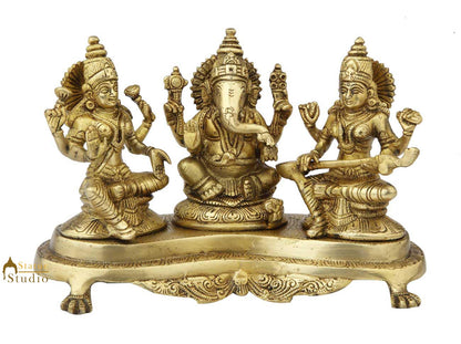 Brass hindu gods goddess ganesha lakshmi saraswati temple religious decor 7" by vendor-unknown - Hindu Gods (View 2)