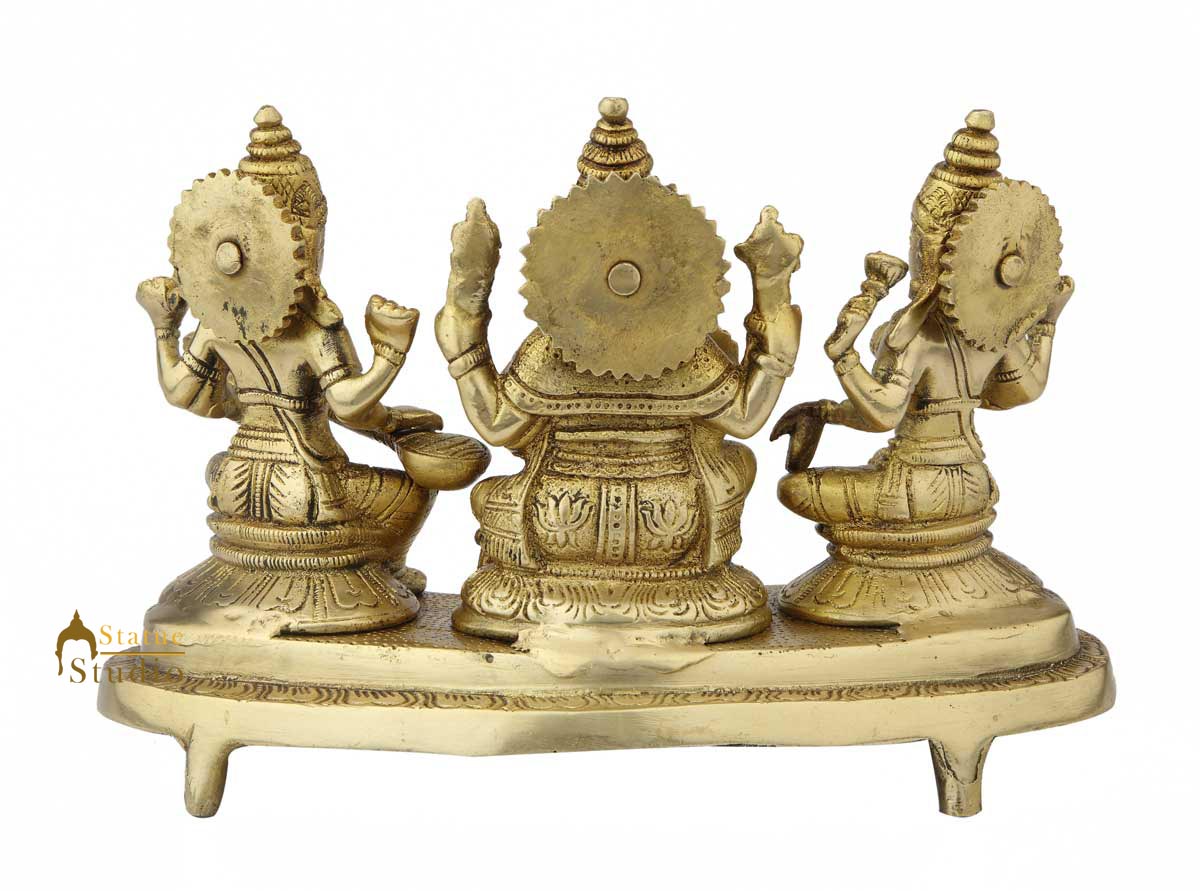 Brass hindu gods goddess ganesha lakshmi saraswati temple religious decor 7"