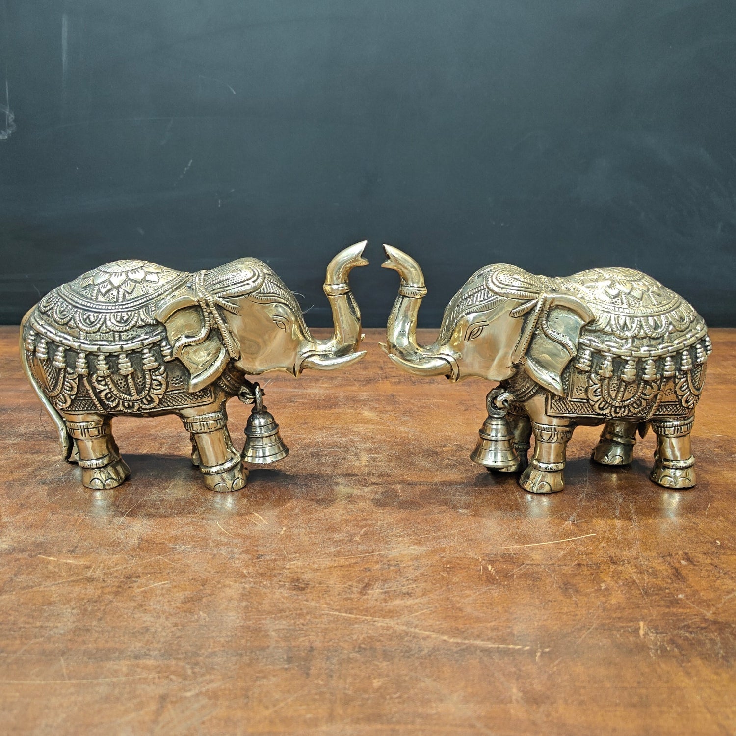 Brass elephant sculpture india figurine home décor wild animal 7" - Eco-friendly - Sama Homes